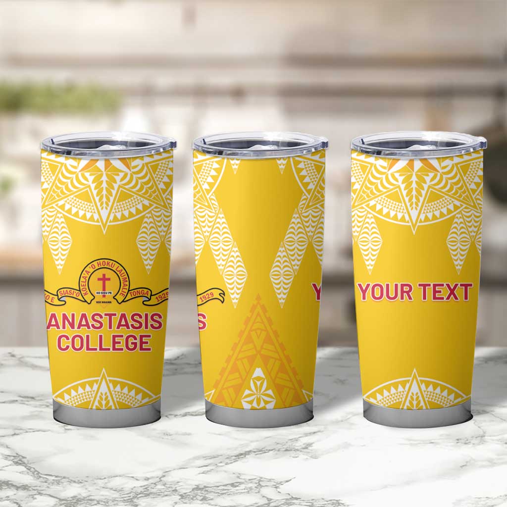 Personalised Anastasis College Tumbler Cup Tonga Ngatu Pattern - Polynesian Pride