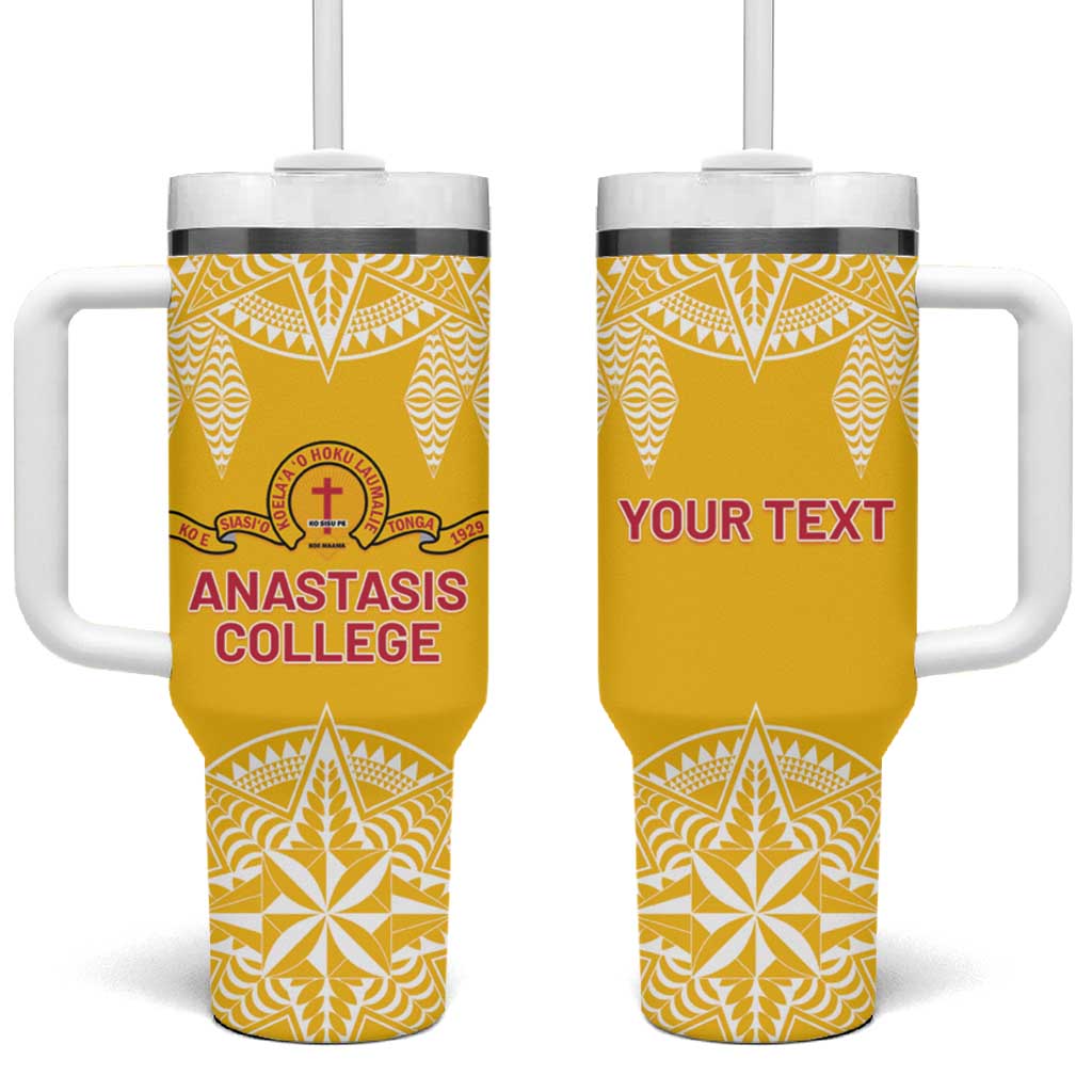 Personalised Anastasis College Tumbler With Handle Tonga Ngatu Pattern - Polynesian Pride