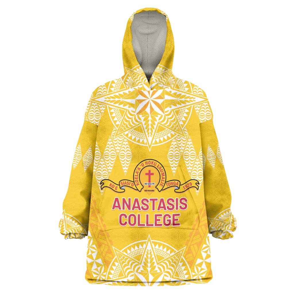Personalised Anastasis College Wearable Blanket Hoodie Tonga Ngatu Pattern - Polynesian Pride