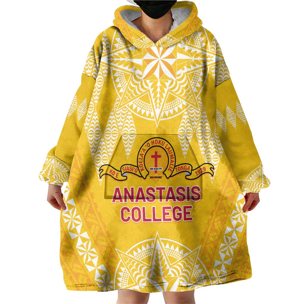 Personalised Anastasis College Wearable Blanket Hoodie Tonga Ngatu Pattern - Polynesian Pride