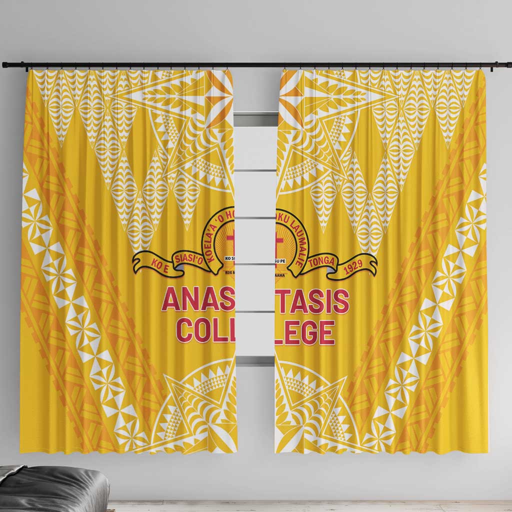 Anastasis College Window Curtain Tonga Ngatu Pattern - Polynesian Pride