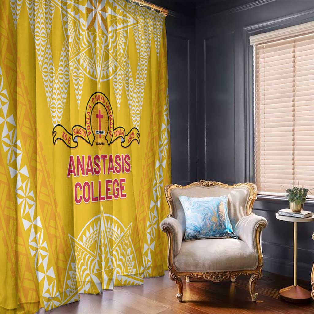 Anastasis College Window Curtain Tonga Ngatu Pattern - Polynesian Pride