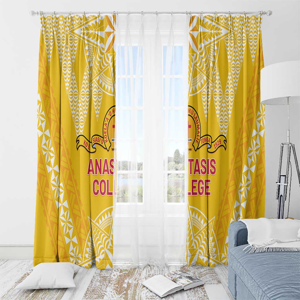 Anastasis College Window Curtain Tonga Ngatu Pattern - Polynesian Pride