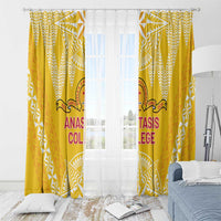 Anastasis College Window Curtain Tonga Ngatu Pattern - Polynesian Pride