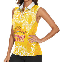 Personalised Anastasis College Women Sleeveless Polo Shirt Tonga Ngatu Pattern - Polynesian Pride