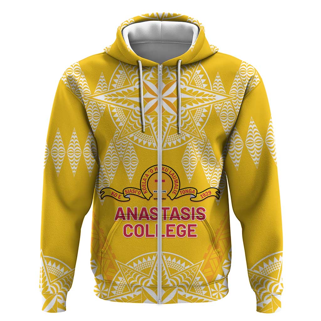 Personalised Anastasis College Zip Hoodie Tonga Ngatu Pattern - Polynesian Pride