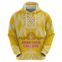 Personalised Anastasis College Zip Hoodie Tonga Ngatu Pattern - Polynesian Pride