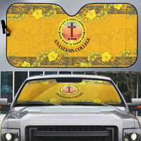 Tonga Anastasis College Auto Sun Shade Tongan Ngatu Kupesi Pattern LT05 Yellow - Polynesian Pride