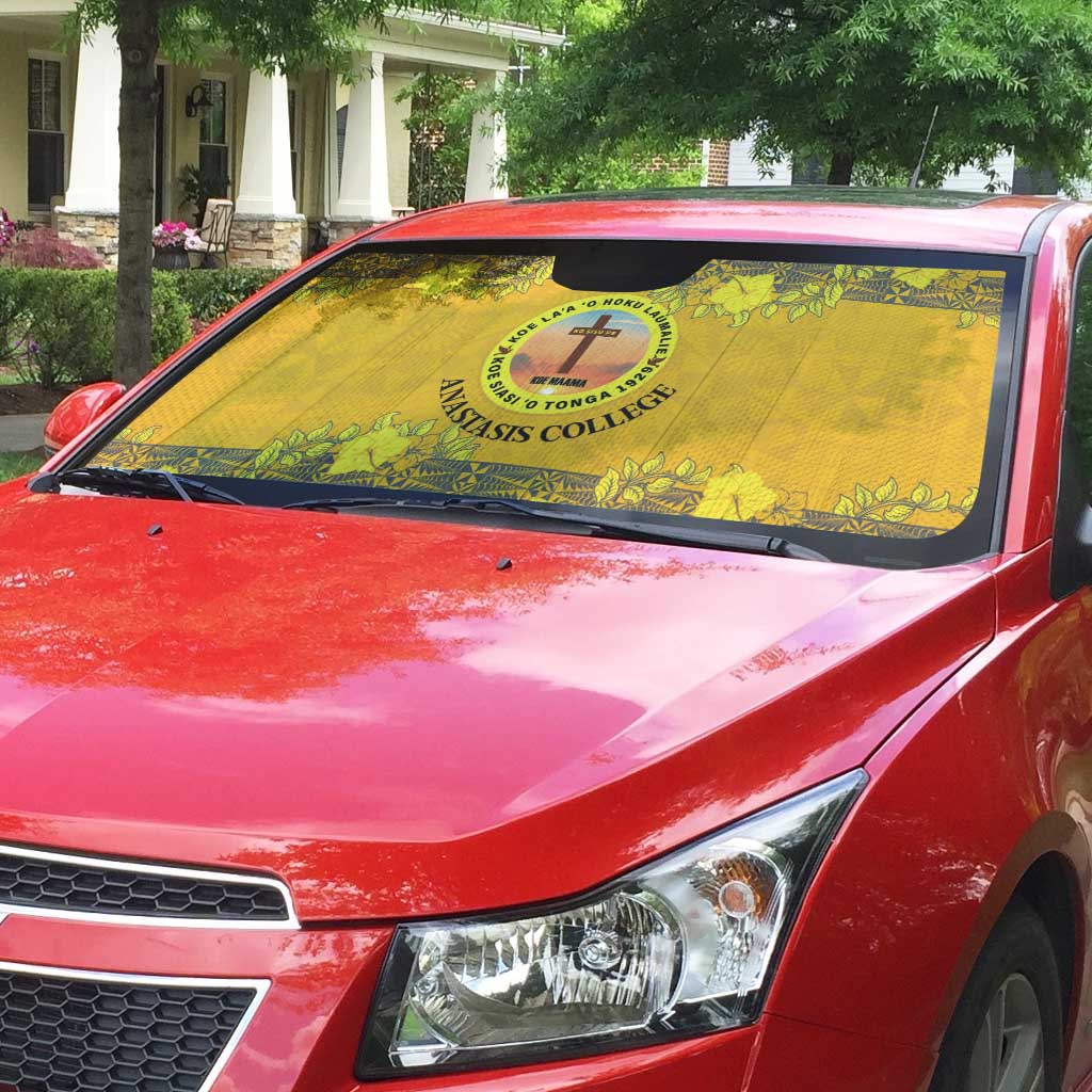 Tonga Anastasis College Auto Sun Shade Tongan Ngatu Kupesi Pattern LT05 - Polynesian Pride