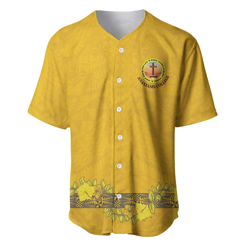 Tonga Anastasis College Baseball Jersey Tongan Ngatu Kupesi Pattern - Polynesian Pride