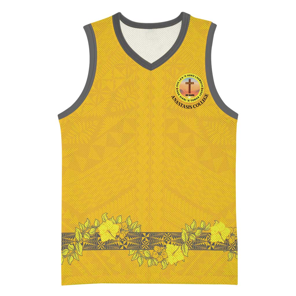 Tonga Anastasis College Basketball Jersey Tongan Ngatu Kupesi Pattern - Polynesian Pride