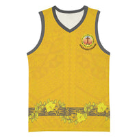 Tonga Anastasis College Basketball Jersey Tongan Ngatu Kupesi Pattern LT05 Unisex Yellow - Polynesian Pride