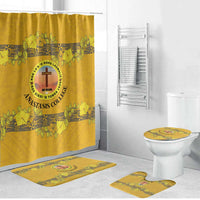Tonga Anastasis College Bathroom Set Tongan Ngatu Kupesi Pattern LT05 Bathroom Set (4 pcs) Yellow - Polynesian Pride