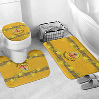 Tonga Anastasis College Bathroom Set Tongan Ngatu Kupesi Pattern LT05 Mat Set Only (3 pcs) One Size Yellow - Polynesian Pride