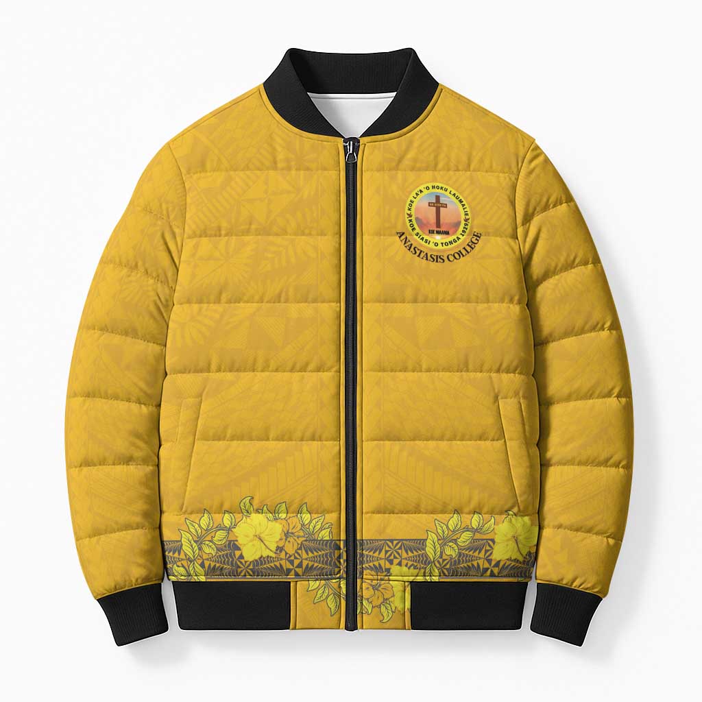 Tonga Anastasis College Bomber Puffer Jacket Tongan Ngatu Kupesi Pattern - Polynesian Pride
