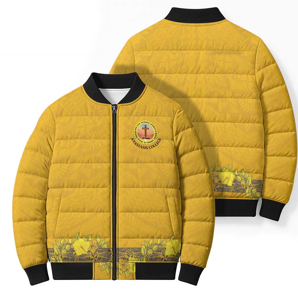 Tonga Anastasis College Bomber Puffer Jacket Tongan Ngatu Kupesi Pattern - Polynesian Pride