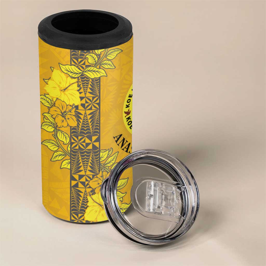 Tonga Anastasis College 4 in 1 Can Cooler Tumbler Tongan Ngatu Kupesi Pattern LT05 - Polynesian Pride