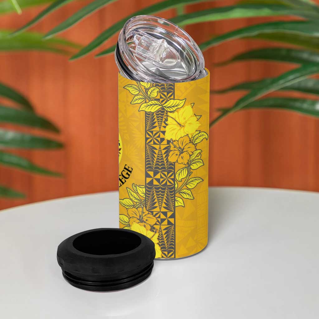 Tonga Anastasis College 4 in 1 Can Cooler Tumbler Tongan Ngatu Kupesi Pattern LT05 - Polynesian Pride