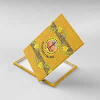 Tonga Anastasis College Canvas Wall Art Tongan Ngatu Kupesi Pattern LT05 With Frame Yellow - Polynesian Pride