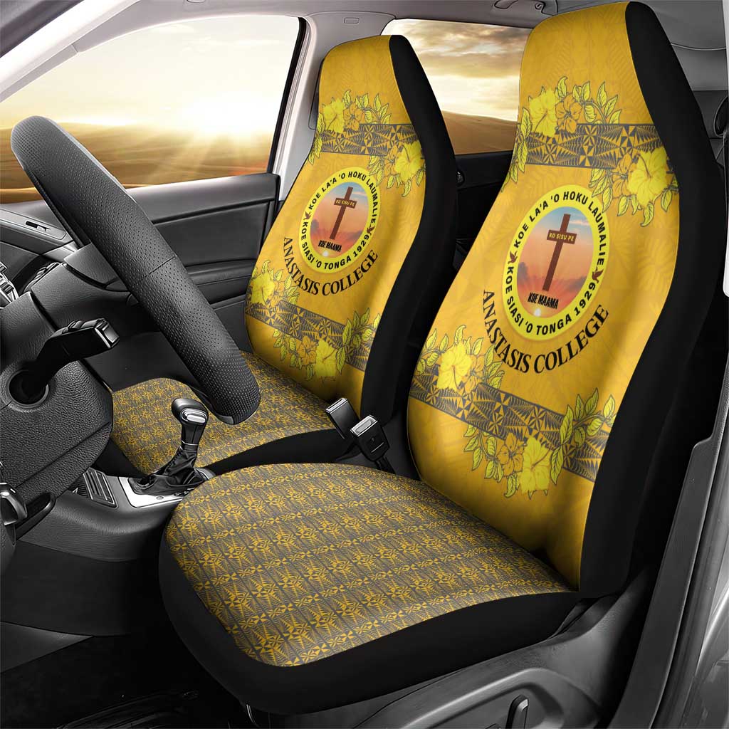 Tonga Anastasis College Car Seat Cover Tongan Ngatu Kupesi Pattern - Polynesian Pride