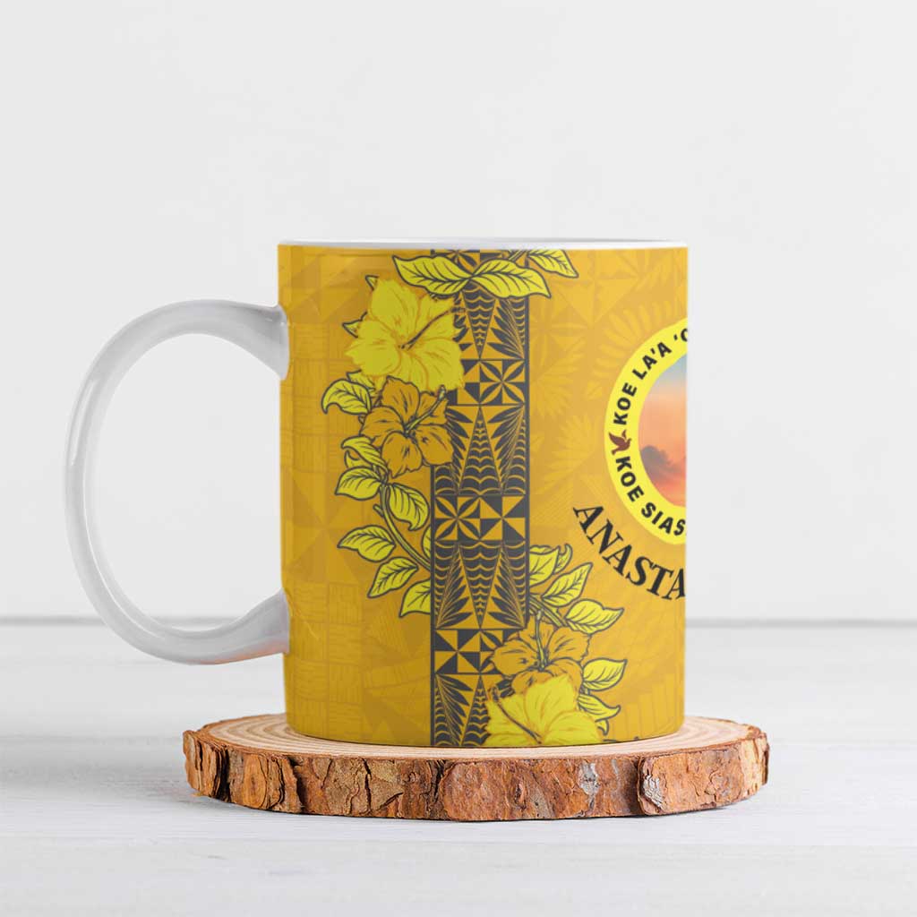 Tonga Anastasis College Ceramic Mug Tongan Ngatu Kupesi Pattern LT05 Yellow - Polynesian Pride