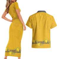 Tonga Anastasis College Couples Matching Short Sleeve Bodycon Dress and Hawaiian Shirt Tongan Ngatu Kupesi Pattern - Polynesian Pride