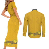 Tonga Anastasis College Couples Matching Short Sleeve Bodycon Dress and Long Sleeve Button Shirt Tongan Ngatu Kupesi Pattern LT05 - Polynesian Pride