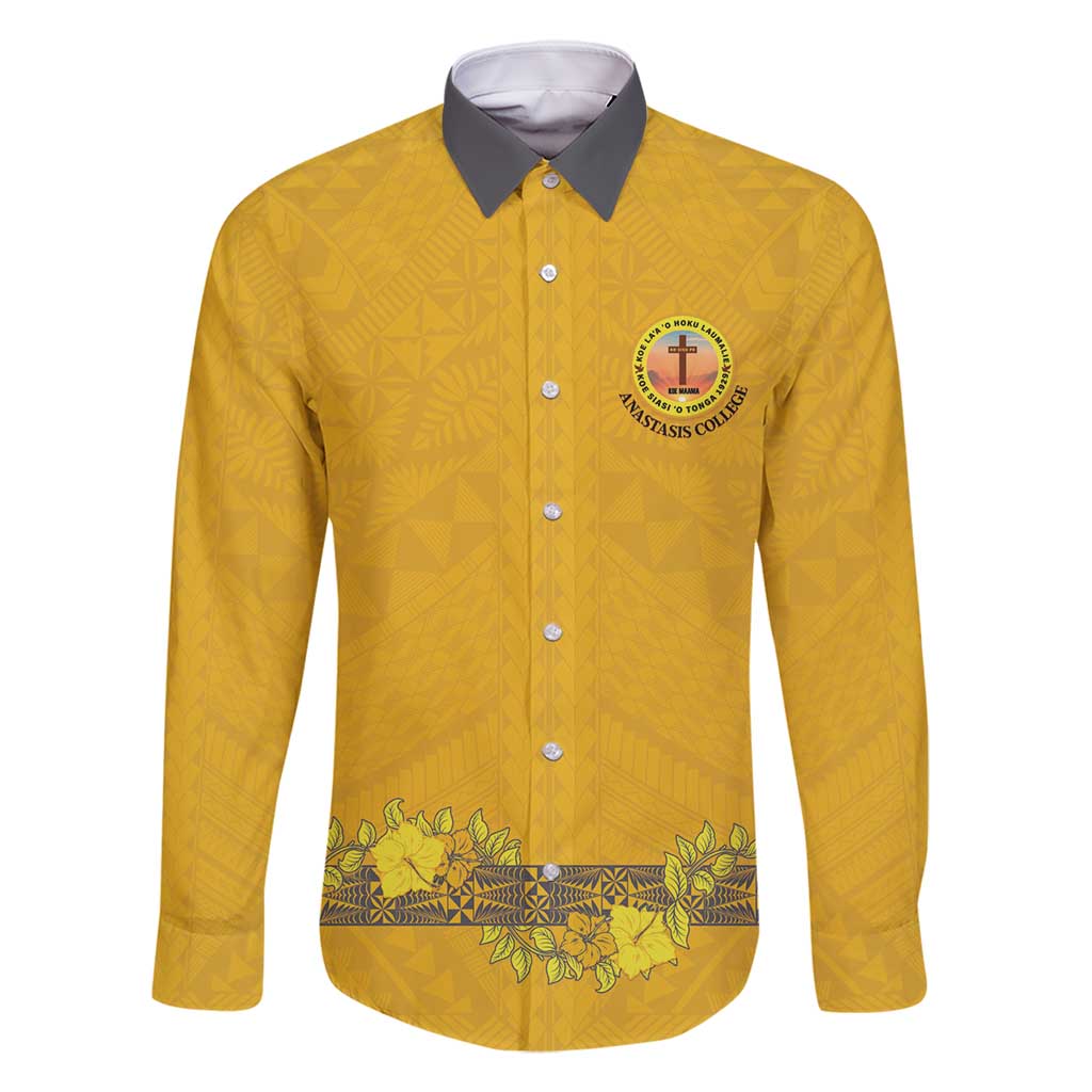 Tonga Anastasis College Family Matching Long Sleeve Bodycon Dress and Hawaiian Shirt Tongan Ngatu Kupesi Pattern - Polynesian Pride