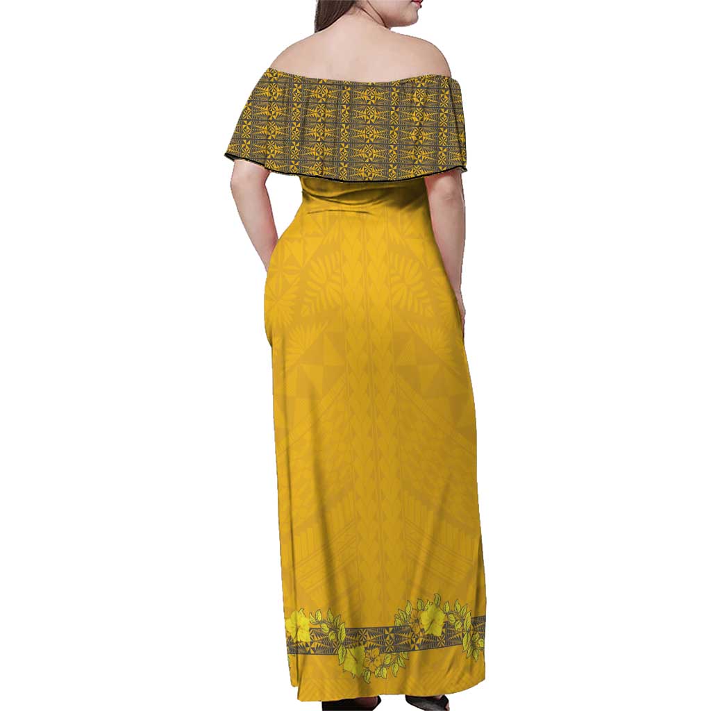 Tonga Anastasis College Family Matching Off Shoulder Maxi Dress and Hawaiian Shirt Tongan Ngatu Kupesi Pattern - Polynesian Pride