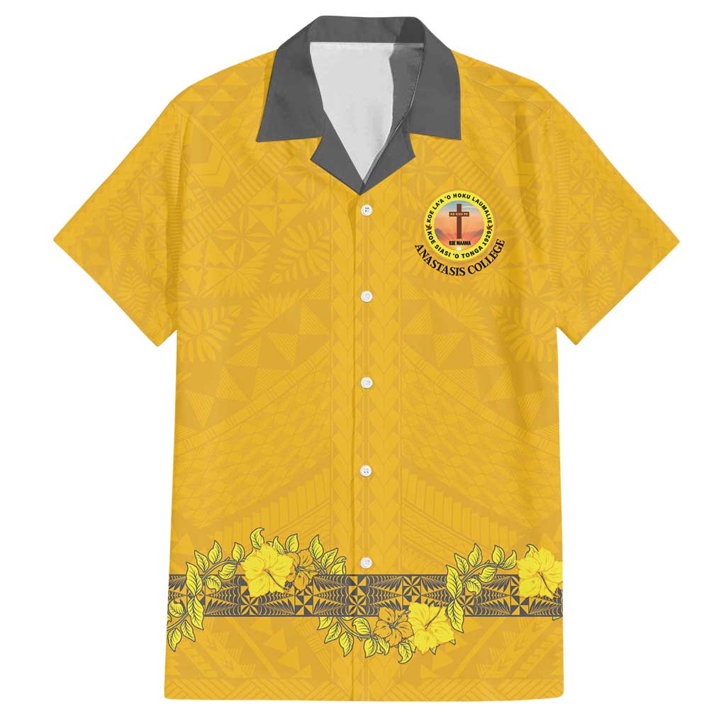 Tonga Anastasis College Family Matching Off Shoulder Short Dress and Hawaiian Shirt Tongan Ngatu Kupesi Pattern - Polynesian Pride