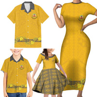 Tonga Anastasis College Family Matching Short Sleeve Bodycon Dress and Hawaiian Shirt Tongan Ngatu Kupesi Pattern - Polynesian Pride