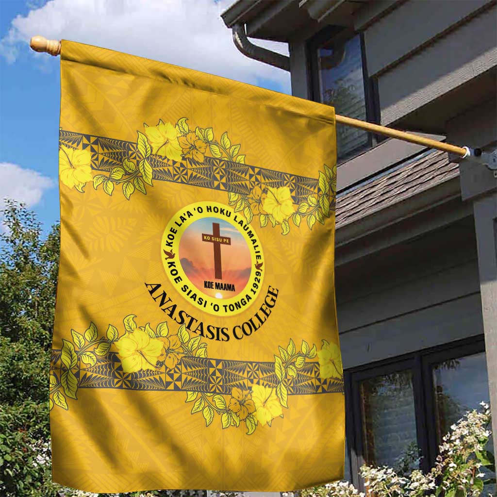 Tonga Anastasis College Garden Flag Tongan Ngatu Kupesi Pattern - Polynesian Pride