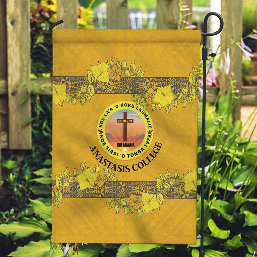 Tonga Anastasis College Garden Flag Tongan Ngatu Kupesi Pattern - Polynesian Pride