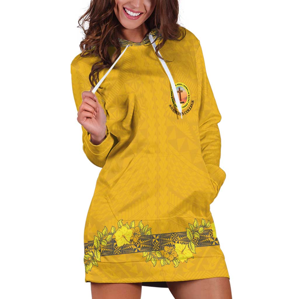 Tonga Anastasis College Hoodie Dress Tongan Ngatu Kupesi Pattern - Polynesian Pride