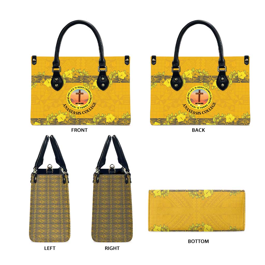 Tonga Anastasis College Leather Bag Tongan Ngatu Kupesi Pattern - Polynesian Pride