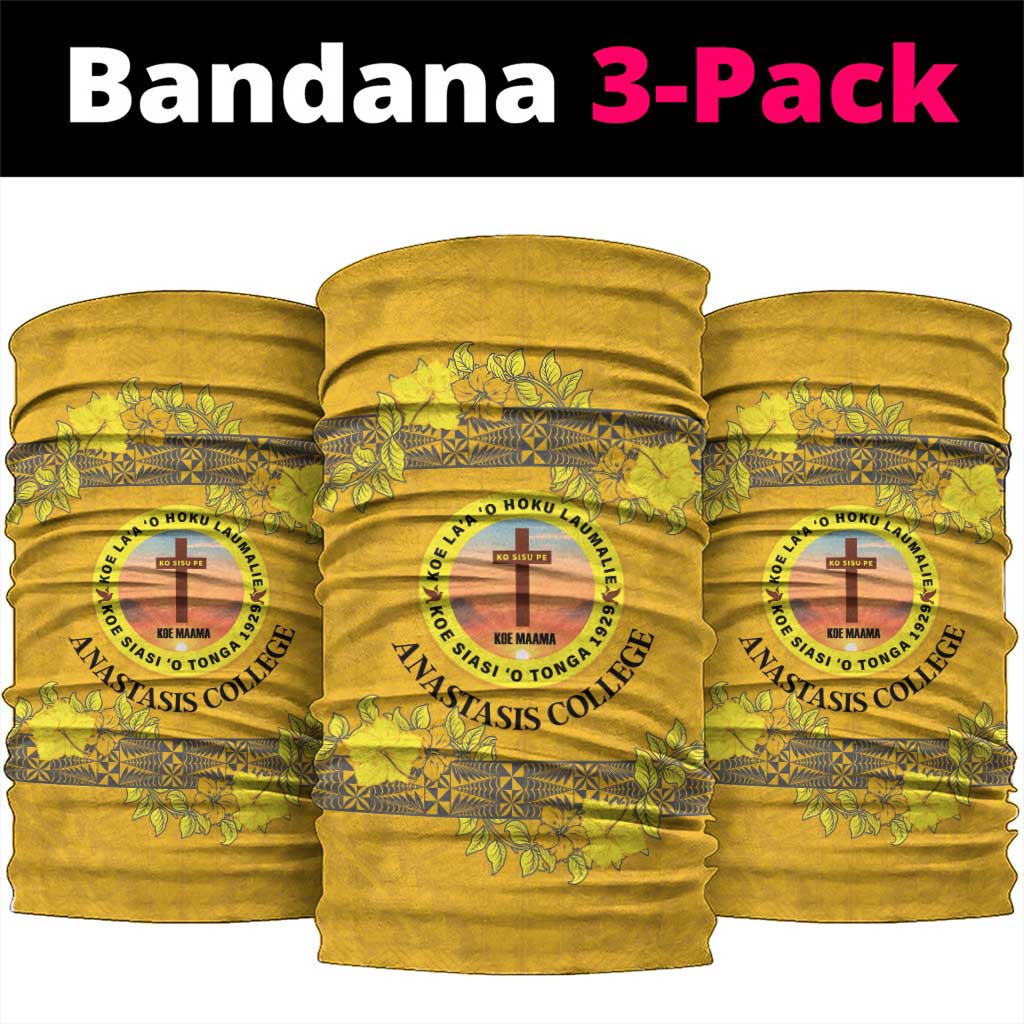 Tonga Anastasis College Neck Gaiter Tongan Ngatu Kupesi Pattern LT05 package One Size: 25*50cm Yellow - Polynesian Pride