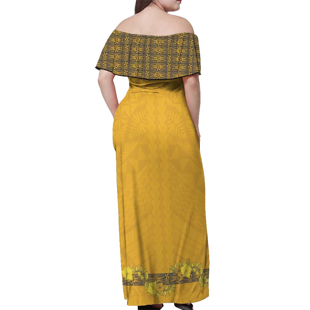 Tonga Anastasis College Off Shoulder Maxi Dress Tongan Ngatu Kupesi Pattern - Polynesian Pride