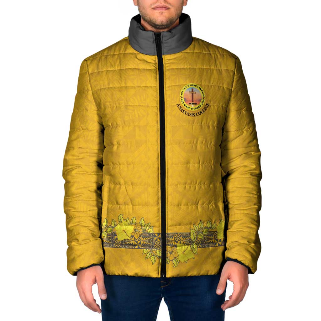 Tonga Anastasis College Padded Jacket Tongan Ngatu Kupesi Pattern - Polynesian Pride