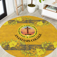 Tonga Anastasis College Round Carpet Tongan Ngatu Kupesi Pattern - Polynesian Pride