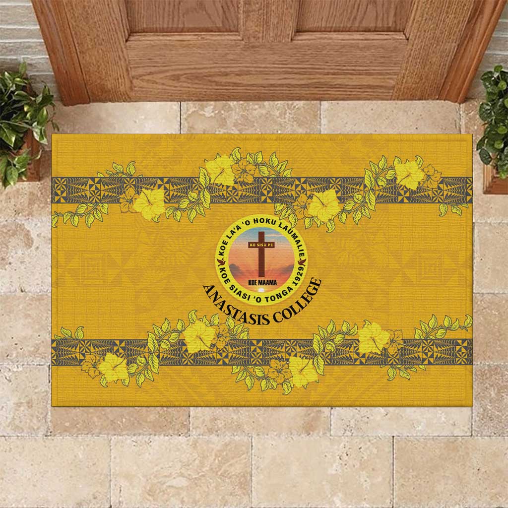 Tonga Anastasis College Rubber Doormat Tongan Ngatu Kupesi Pattern - Polynesian Pride