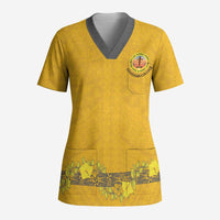 Tonga Anastasis College Scrub Top Tongan Ngatu Kupesi Pattern LT05 Adult Yellow - Polynesian Pride