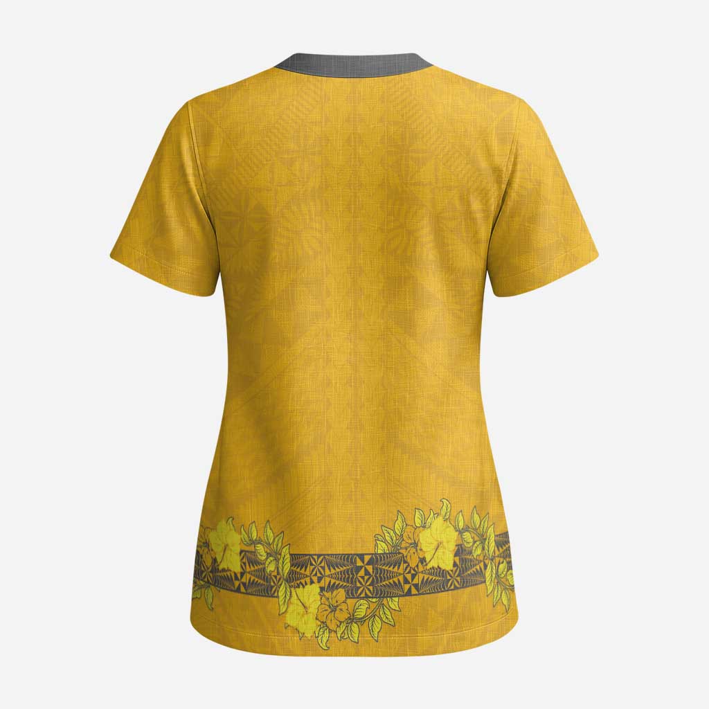 Tonga Anastasis College Scrub Top Tongan Ngatu Kupesi Pattern LT05 - Polynesian Pride