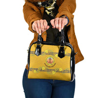 Tonga Anastasis College Shoulder Handbag Tongan Ngatu Kupesi Pattern LT05 One Size Yellow - Polynesian Pride