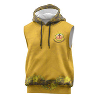 Tonga Anastasis College Sleeveless Hoodie Tongan Ngatu Kupesi Pattern LT05 Yellow - Polynesian Pride