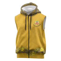 Tonga Anastasis College Sleeveless Zip Hoodie Tongan Ngatu Kupesi Pattern LT05 Yellow - Polynesian Pride