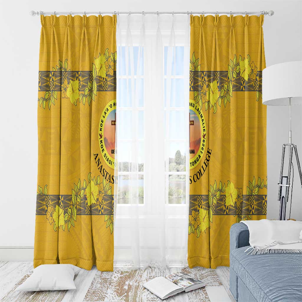 Tonga Anastasis College Window Curtain Tongan Ngatu Kupesi Pattern - Polynesian Pride