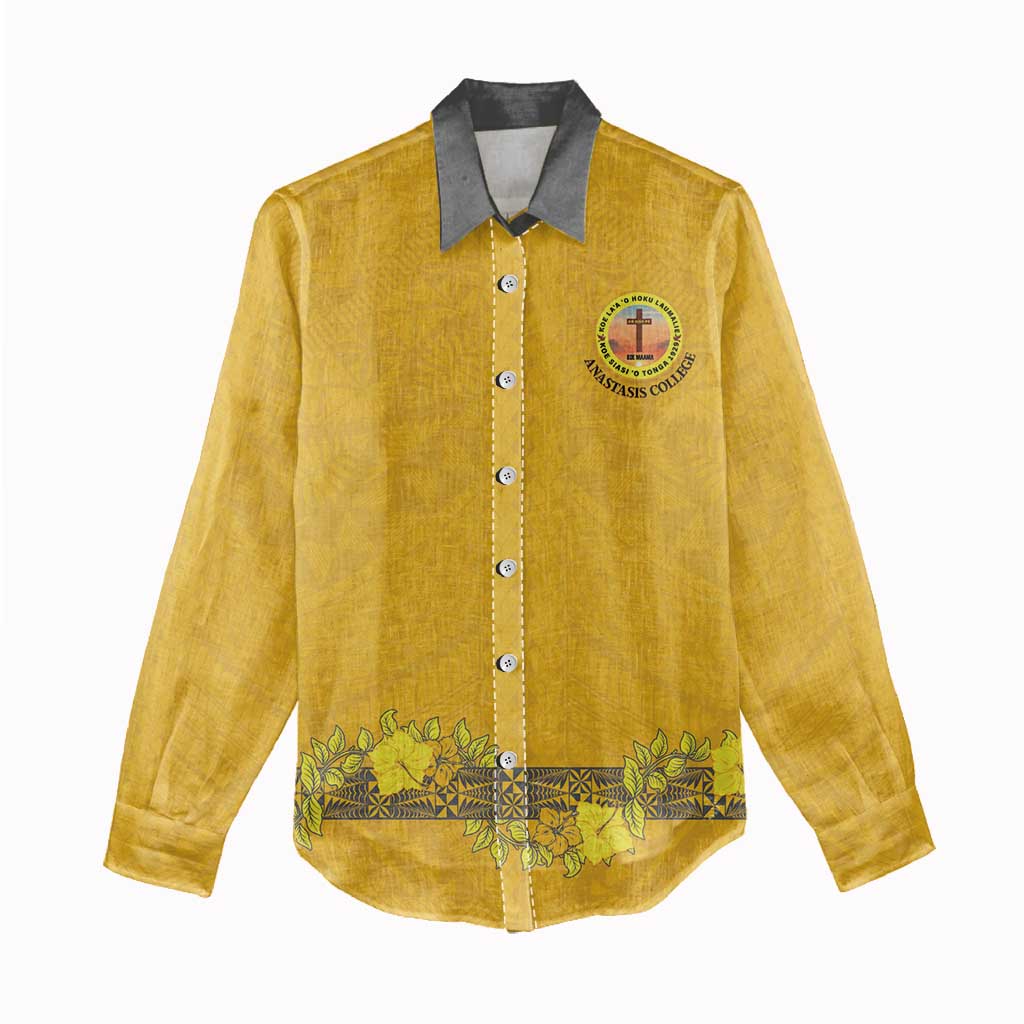 Tonga Anastasis College Women Casual Shirt Tongan Ngatu Kupesi Pattern - Polynesian Pride