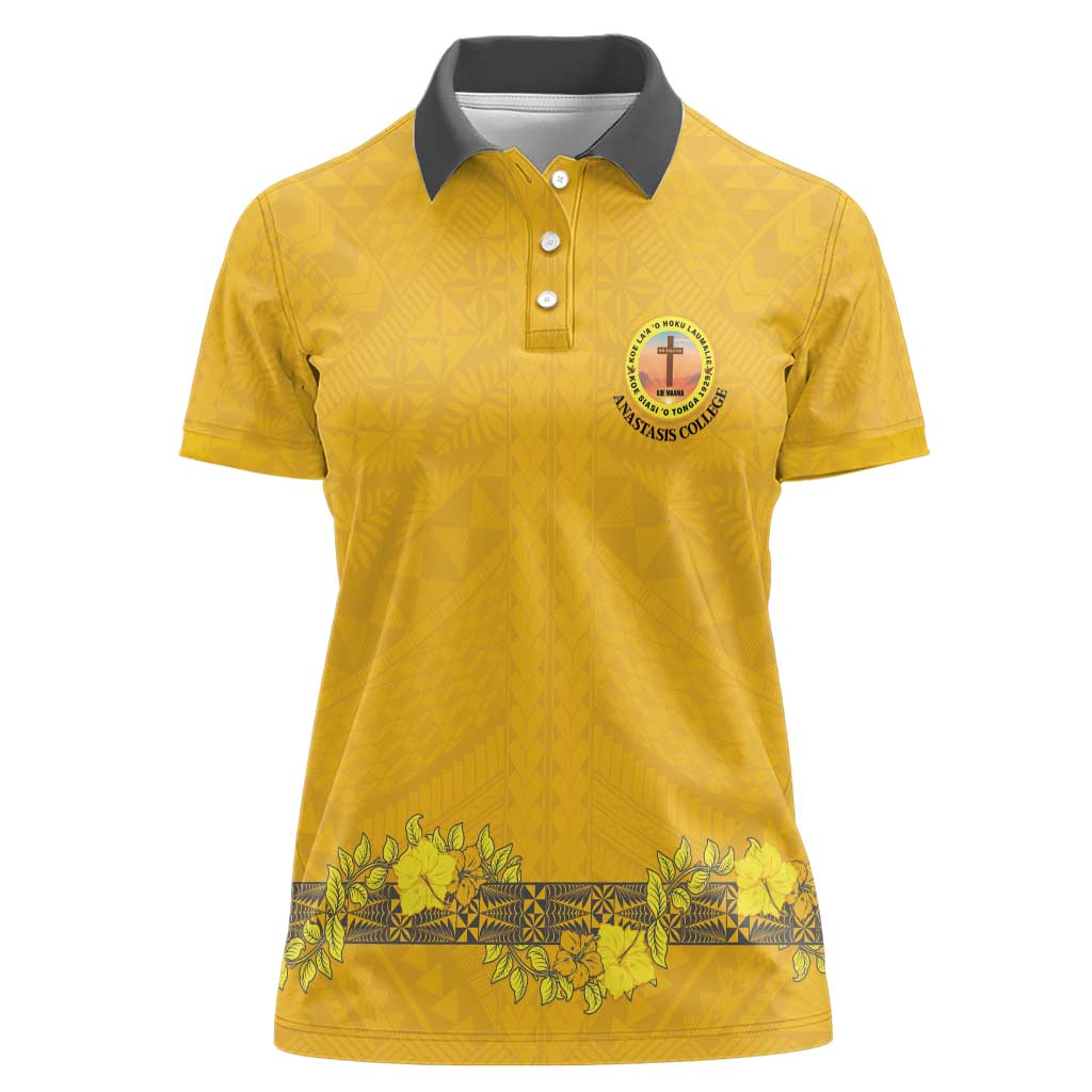 Tonga Anastasis College Women Polo Shirt Tongan Ngatu Kupesi Pattern - Polynesian Pride