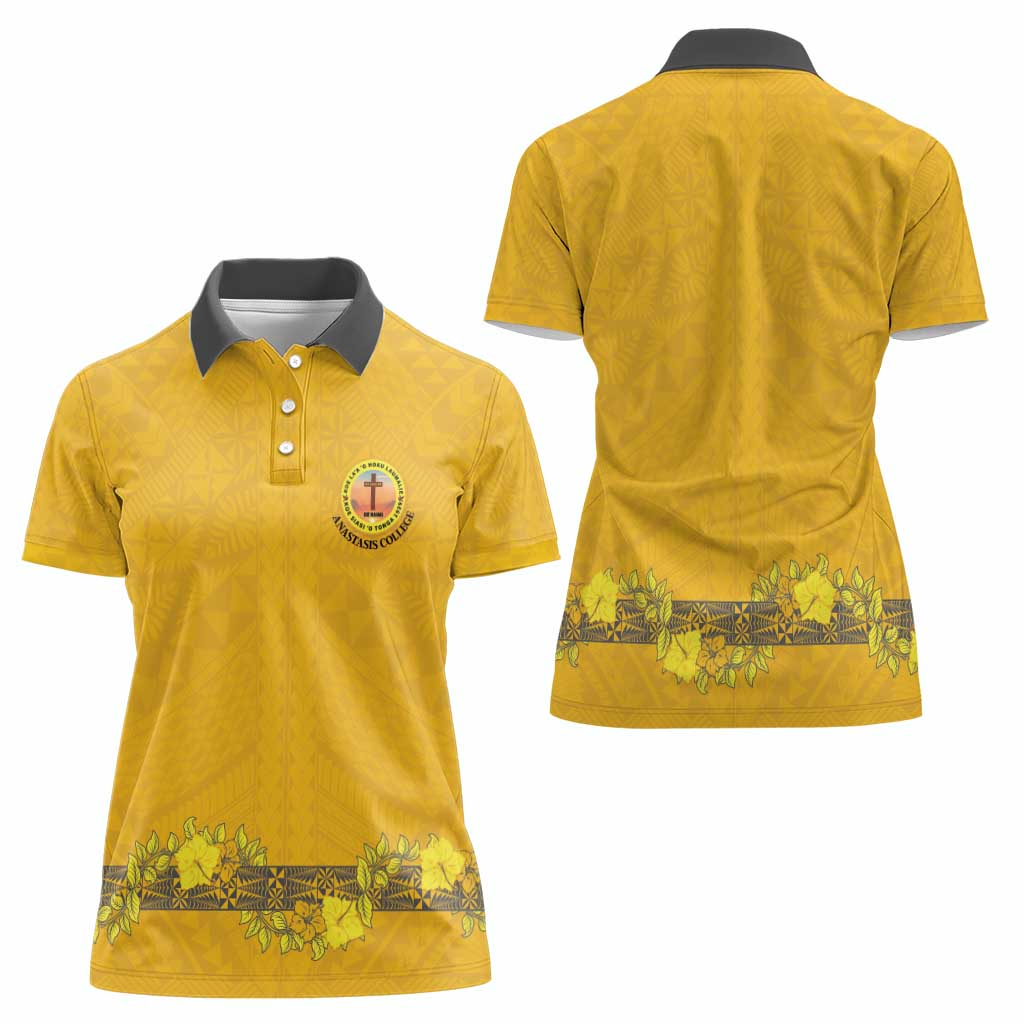 Tonga Anastasis College Women Polo Shirt Tongan Ngatu Kupesi Pattern - Polynesian Pride