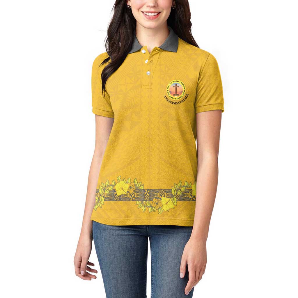 Tonga Anastasis College Women Polo Shirt Tongan Ngatu Kupesi Pattern - Polynesian Pride